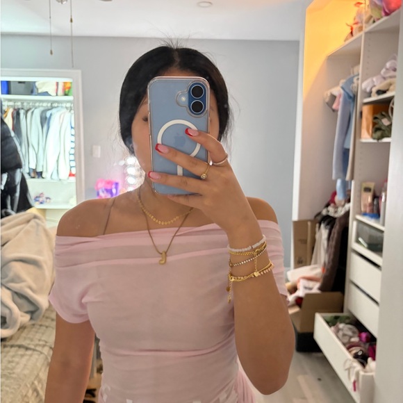 Pink Off-Shoulder Top - Picture 1 of 4